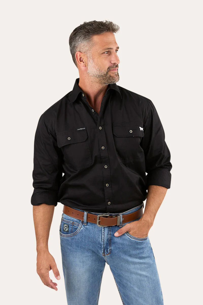 King River Full Button Work Shirt - Black