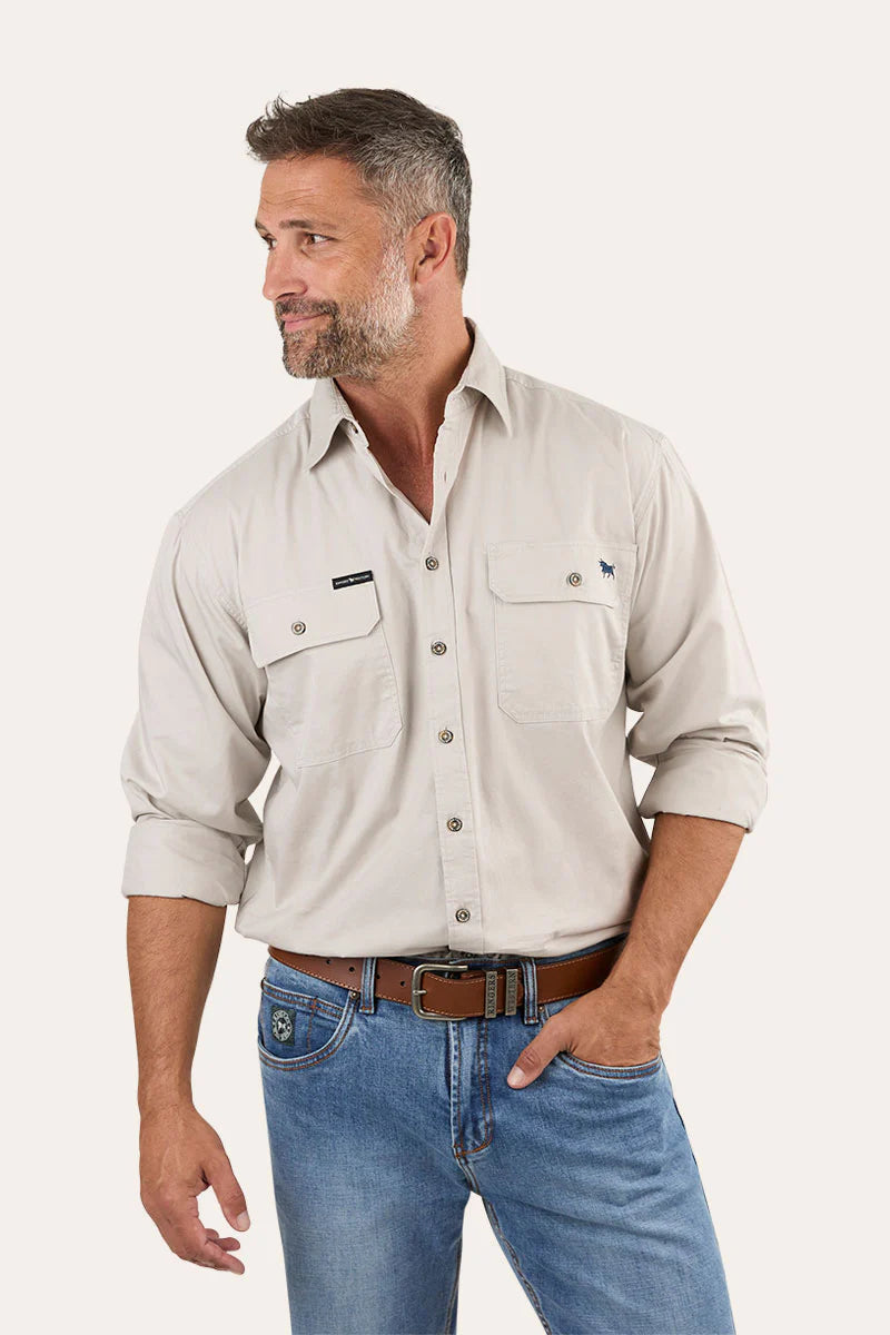 King River Full Button Work Shirt - Beige