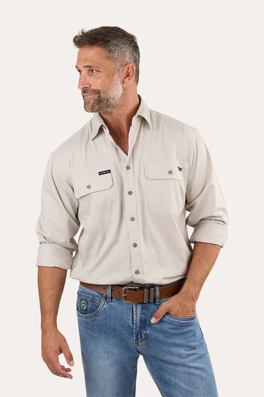 King River Full Button Work Shirt - Beige