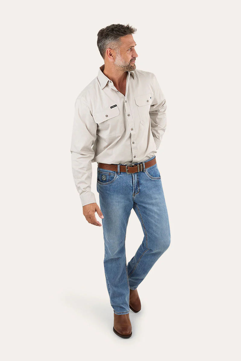 King River Full Button Work Shirt - Beige