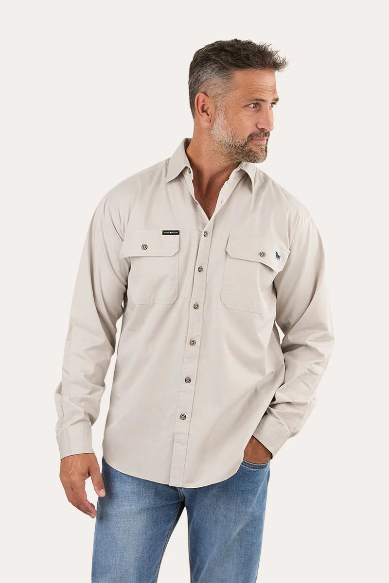 King River Full Button Work Shirt - Beige