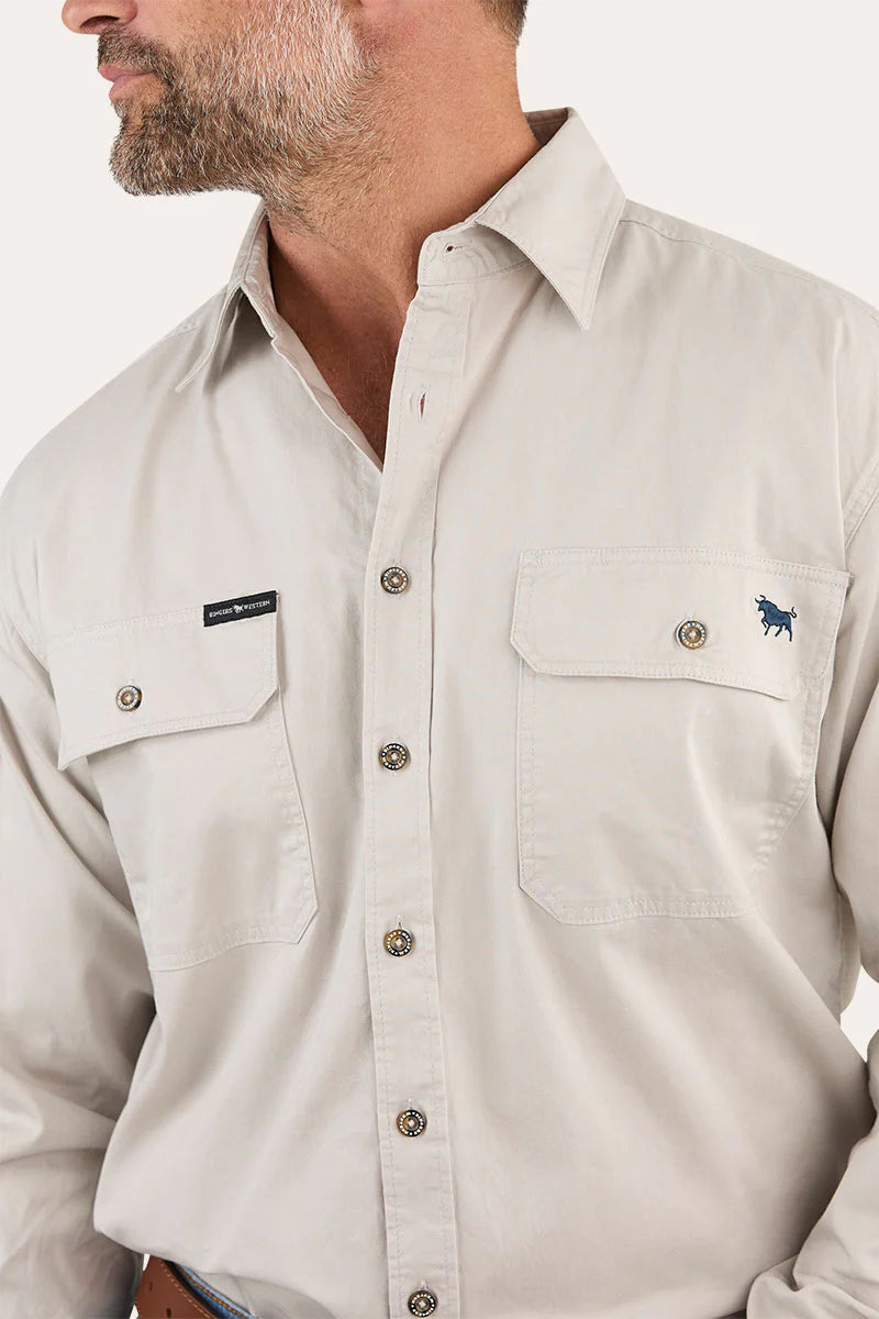 King River Full Button Work Shirt - Beige