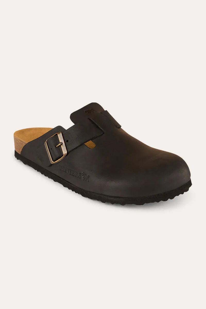 Byron - Leather Cork Clog - Black
