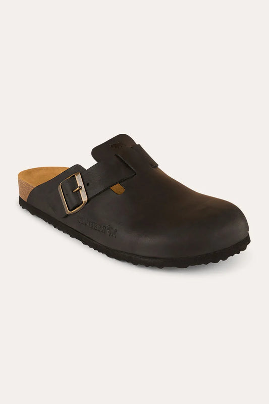 Byron - Leather Cork Clog - Black