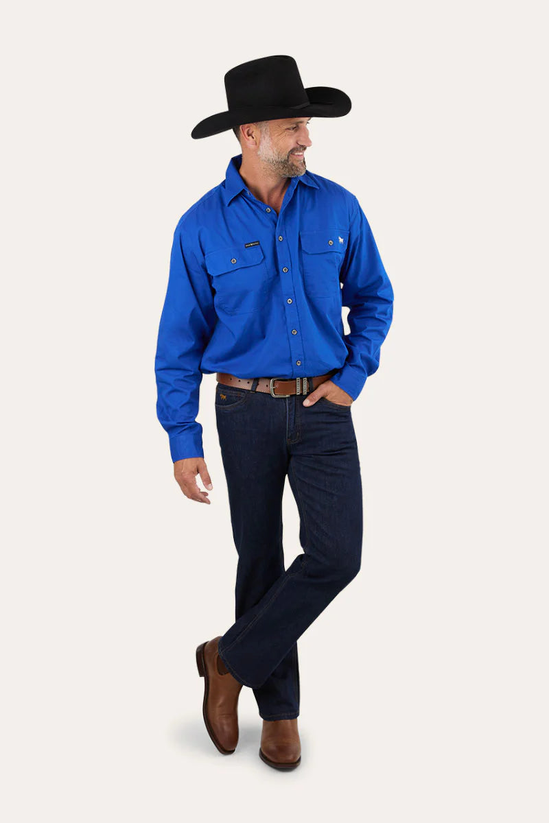 King River Full Button Work Shirt - Royal