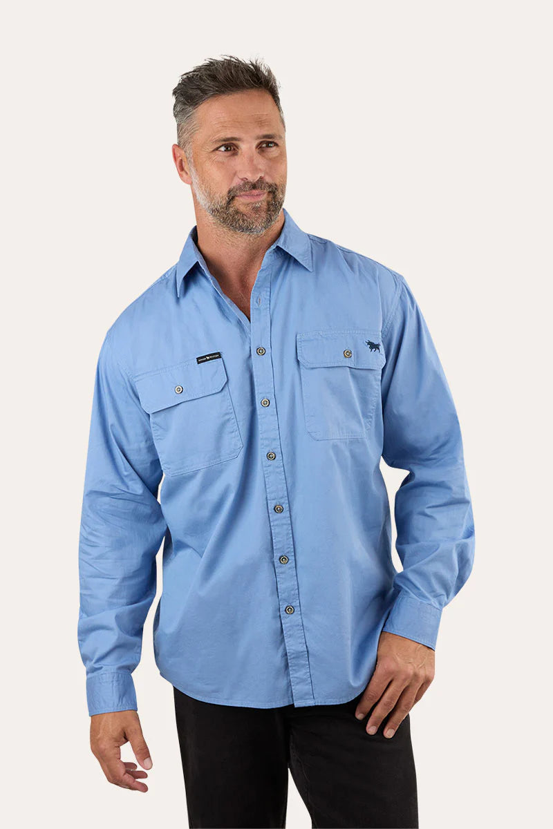 King River Full Button Work Shirt - Denim Blue