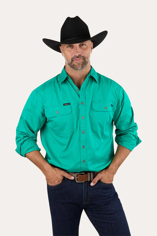 King River Full Button Work Shirt - Green