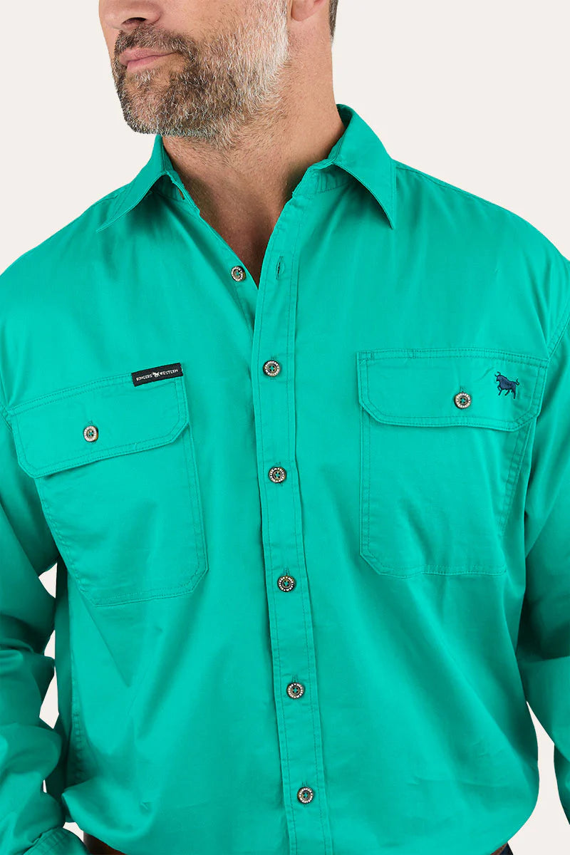 King River Full Button Work Shirt - Green