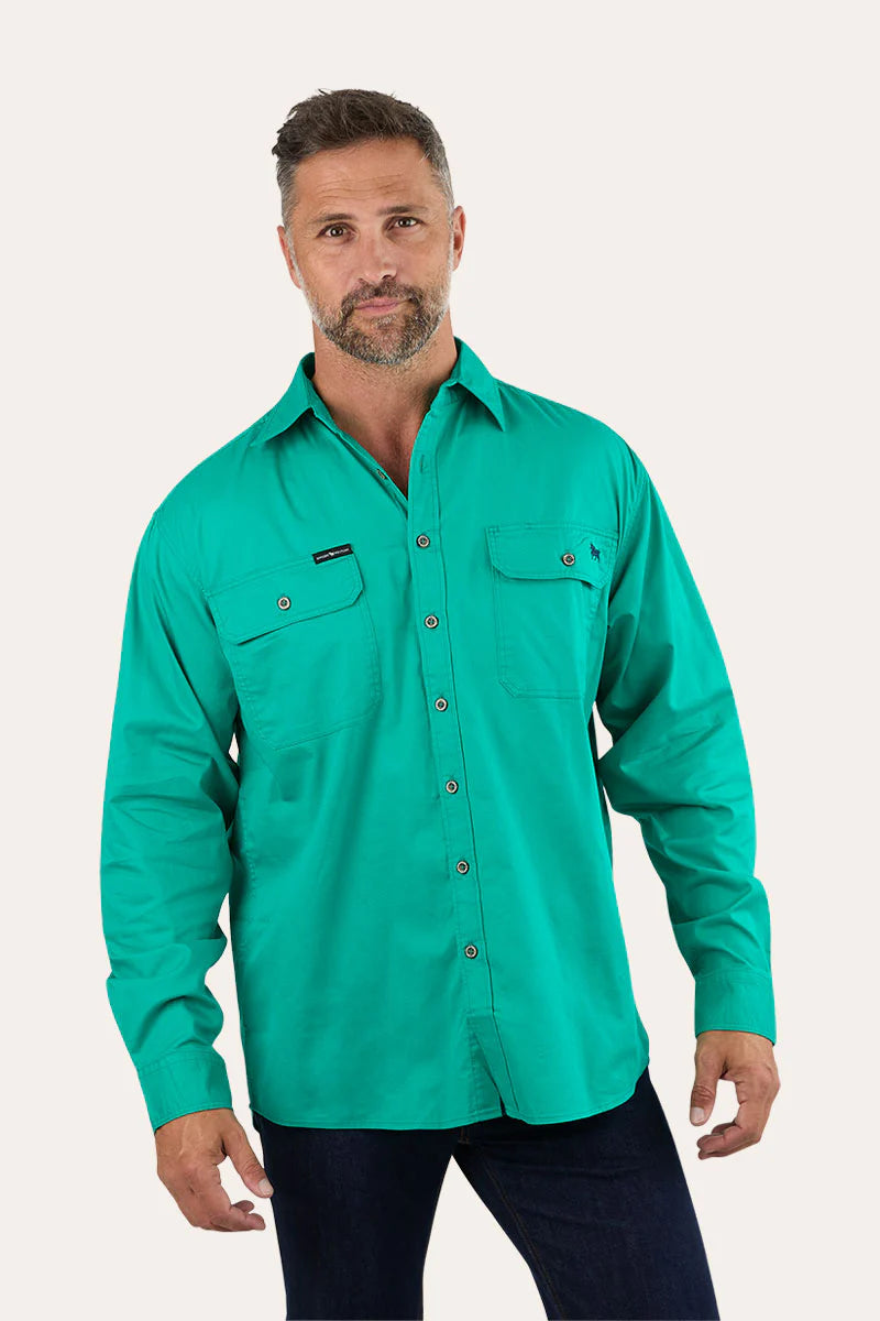 King River Full Button Work Shirt - Green