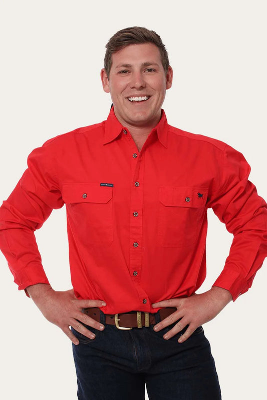 King River Full Button Work Shirt - Red
