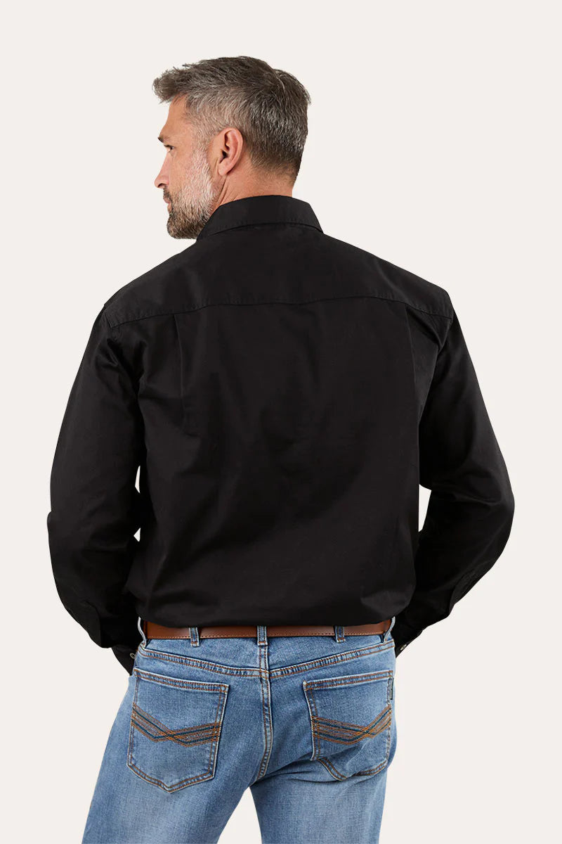 King River Mens Half Button Work Shirt - Black
