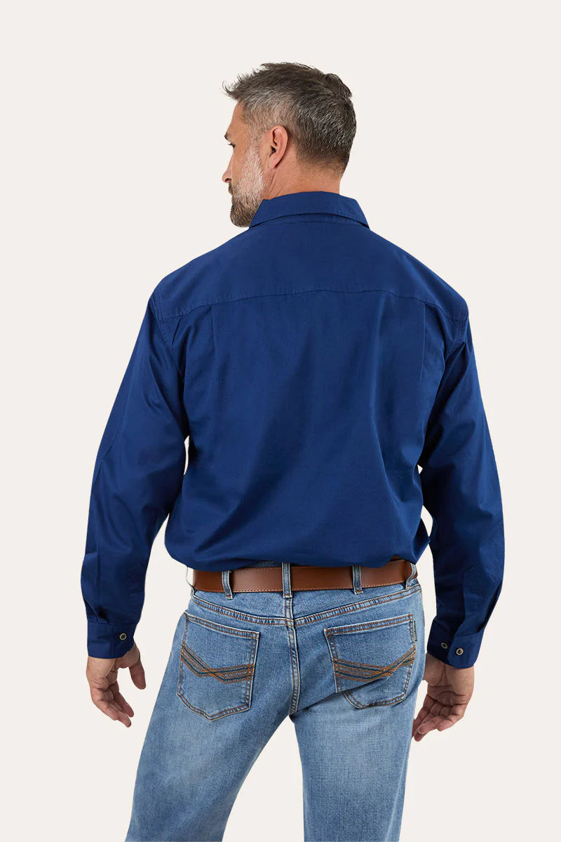King River Mens Half Button Work Shirt - Navy