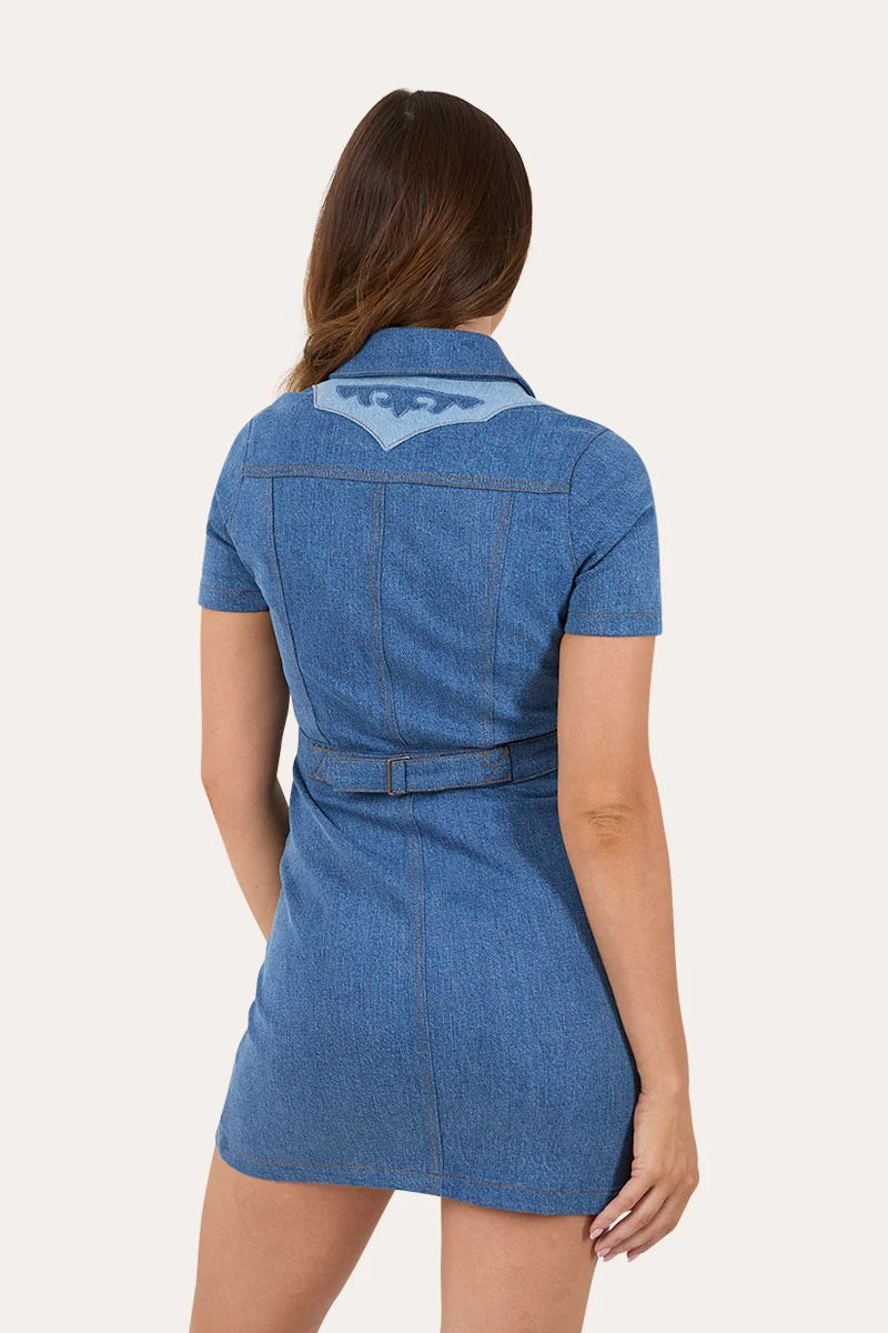 Alinta Women’s Denim Mini Dress - Vintage Blue Wash