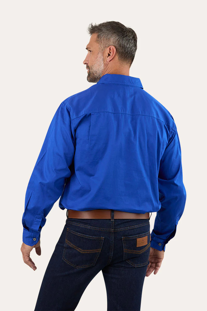 King River Mens Half Button Work Shirt - Royal Blue