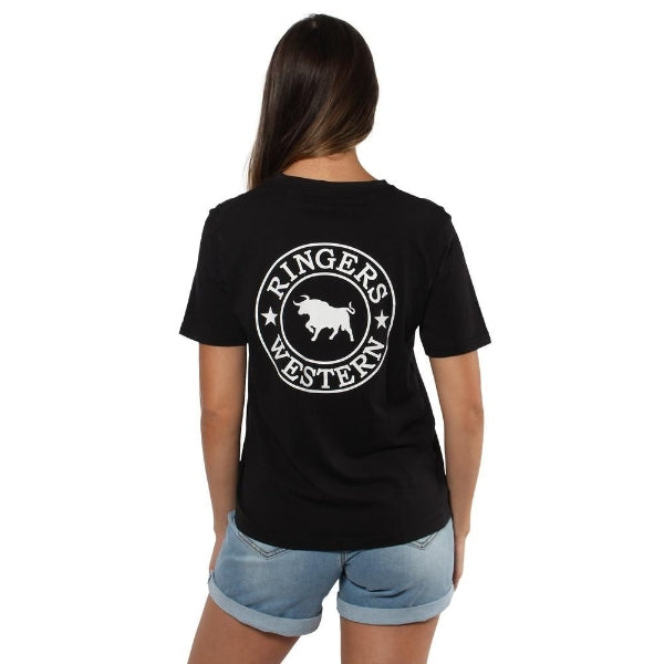 Signature Bull Ringers T-Shirt - Black with White Print