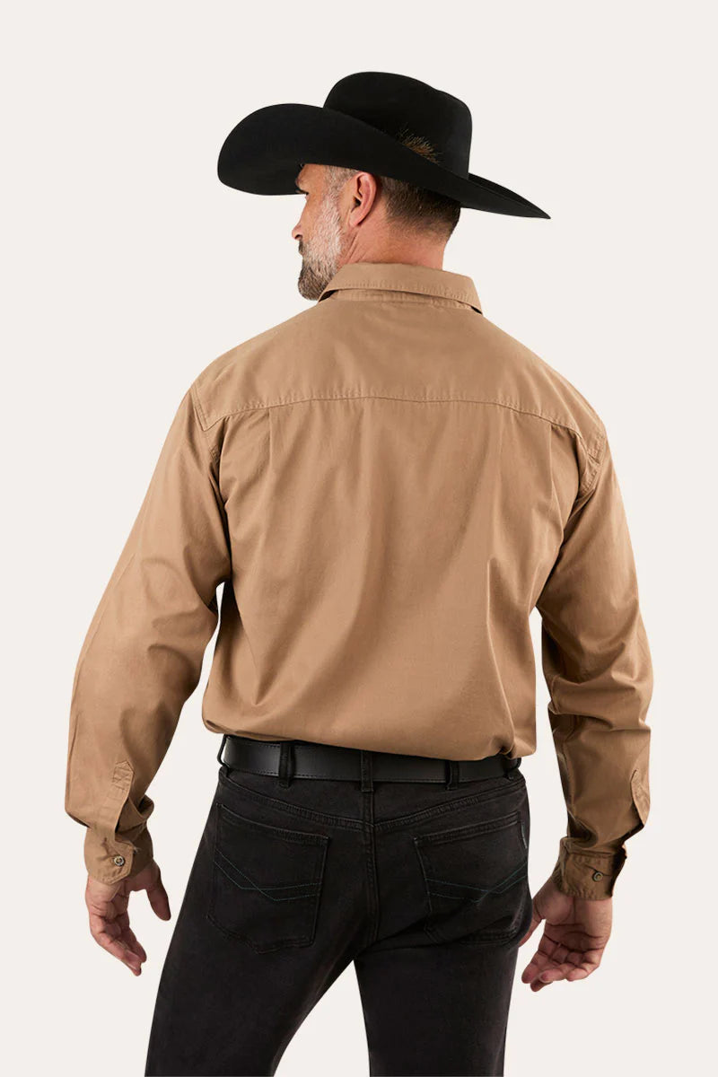 King River Mens Half Button Work Shirt - Clay