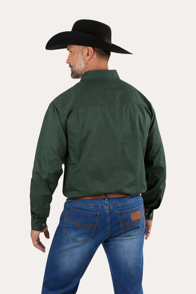 King River Mens Half Button Work Shirt - Cargo Khaki