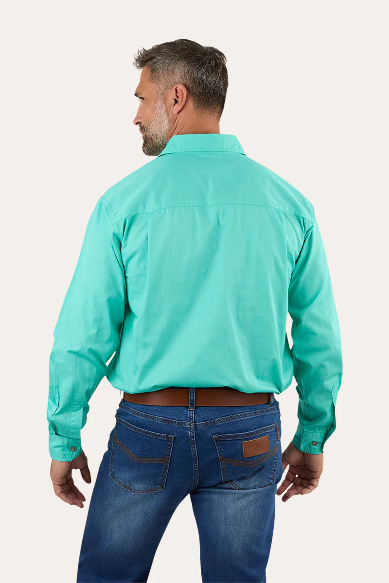 King River Mens Half Button Work Shirt - Mint