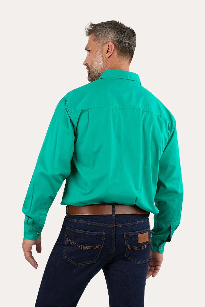 King River Mens Half Button Work Shirt - Green