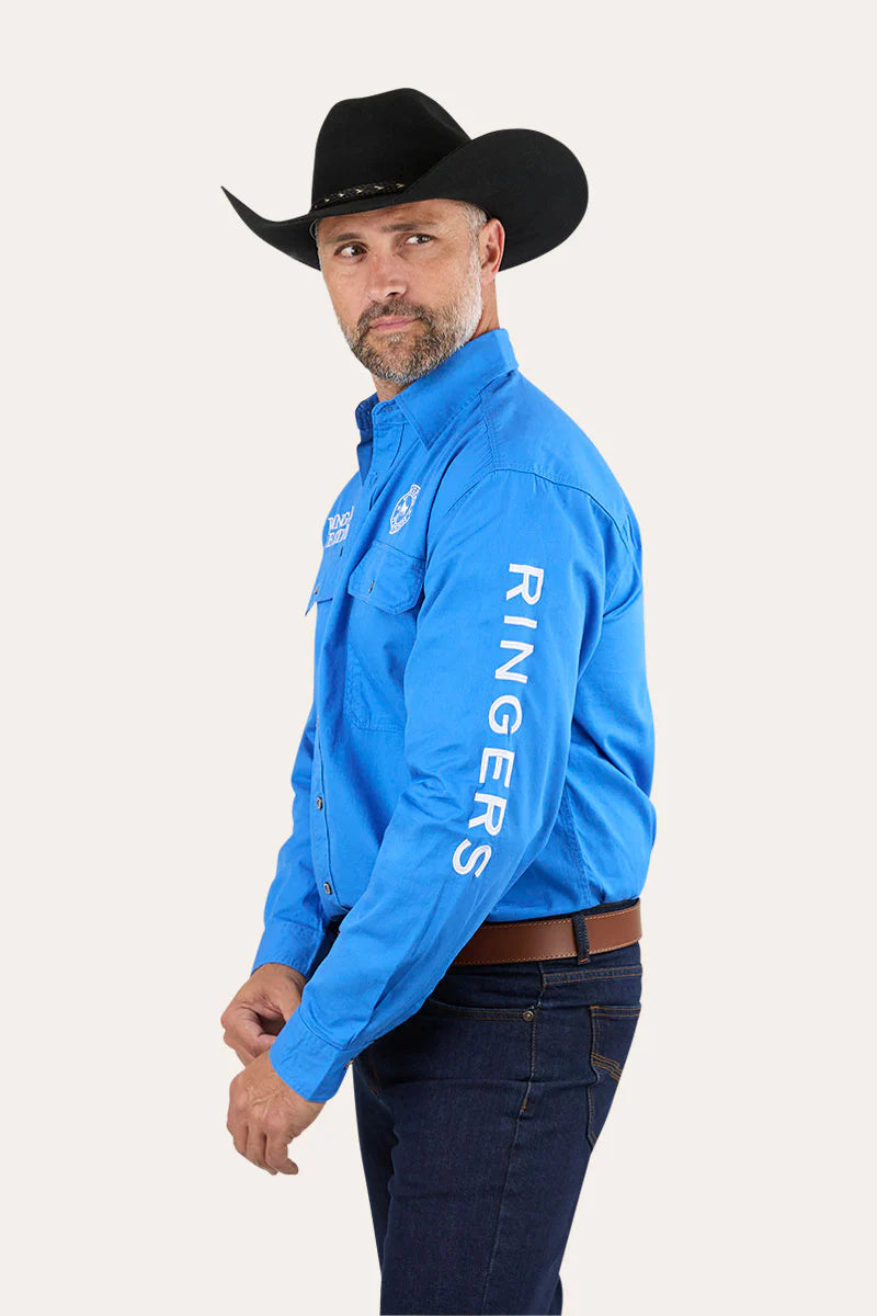 Hawkeye Mens Full Button Work Shirt - Blue