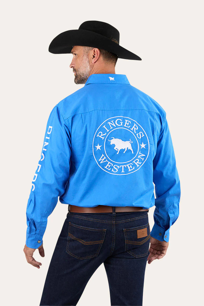 Hawkeye Mens Full Button Work Shirt - Blue