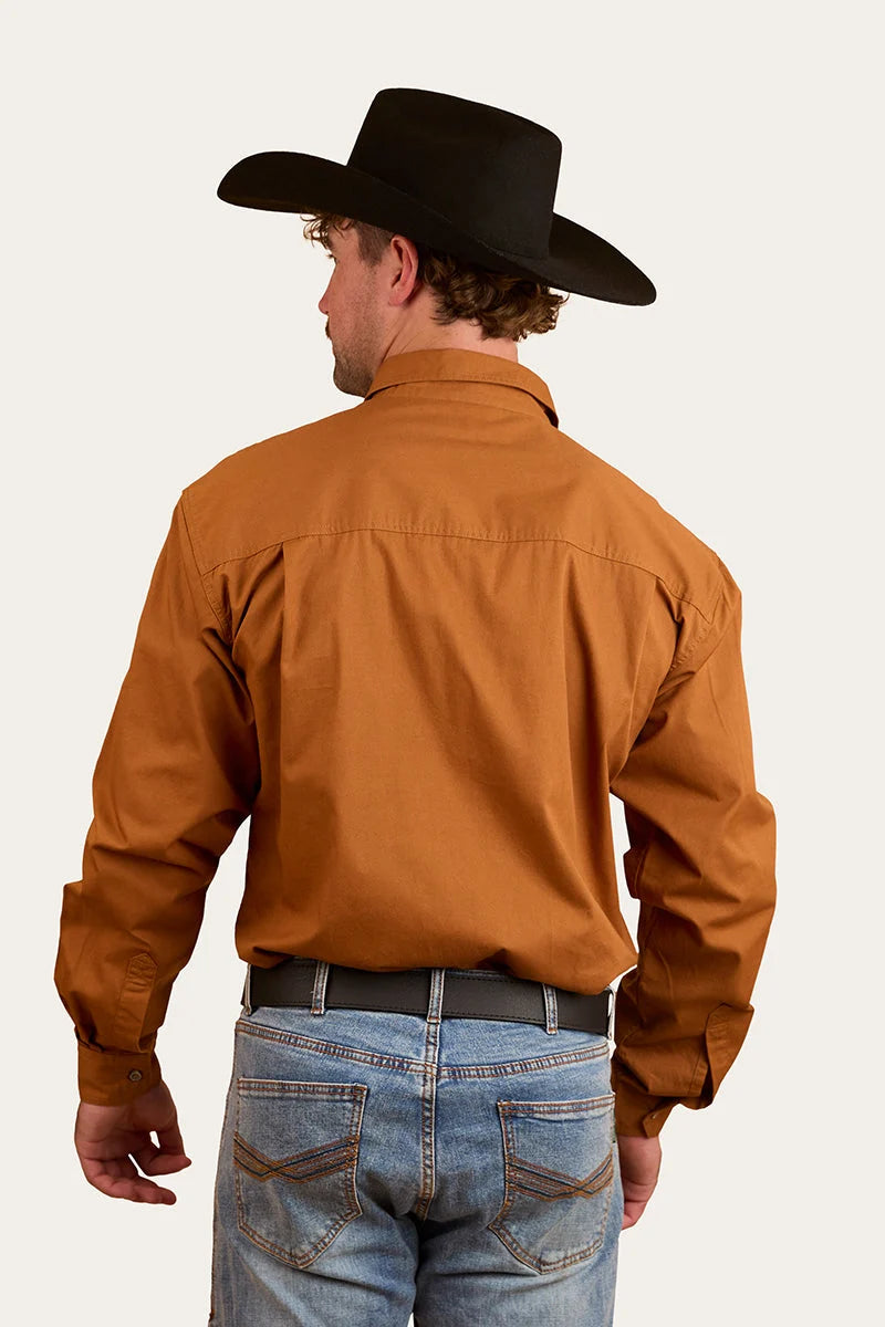 King River Half Button Work Shirt - Tobacco