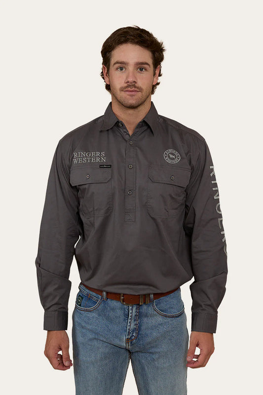 Hawkeye Men’s Half Button Work Shirt Magnum/Ultimate Grey