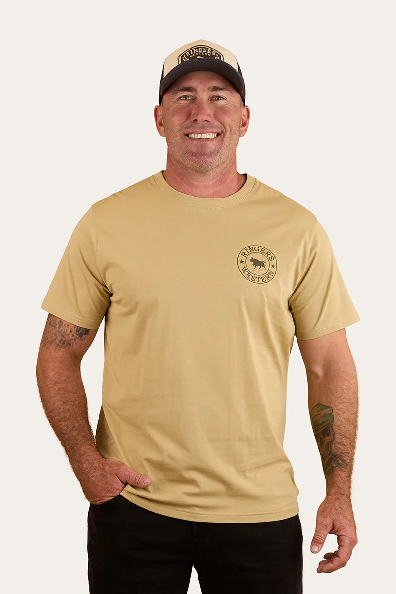 Signature Bull Men’s Loose T-Shirt - Pale Olive/ Military Green