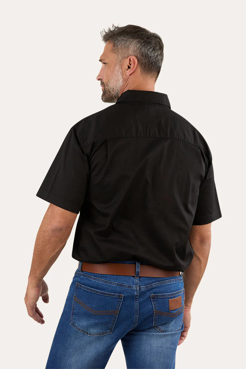 Lake Argyle Mens Short Sleeve Full Button Work Shirt - Black