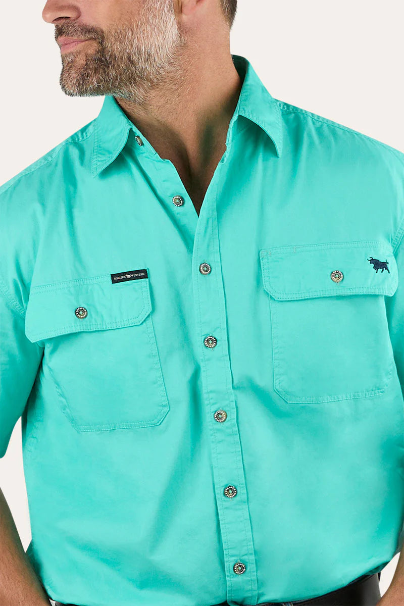Lake Argyle Mens Short Sleeve Full Button Work Shirt - Mint