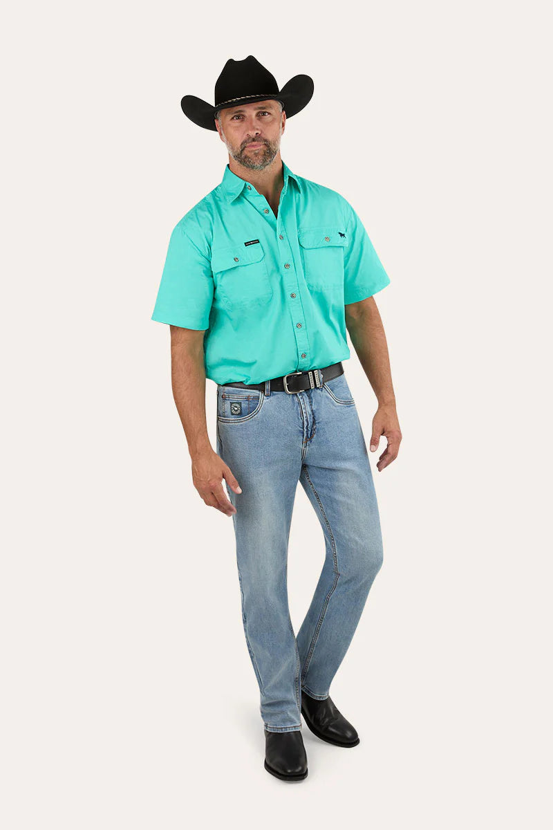 Lake Argyle Mens Short Sleeve Full Button Work Shirt - Mint