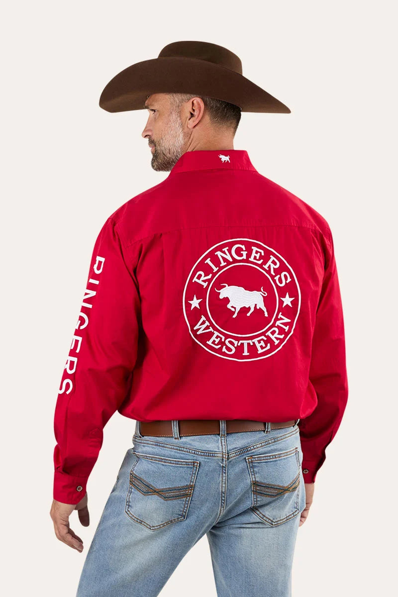 Hawkeye Mens Full Button Work Shirt - Red