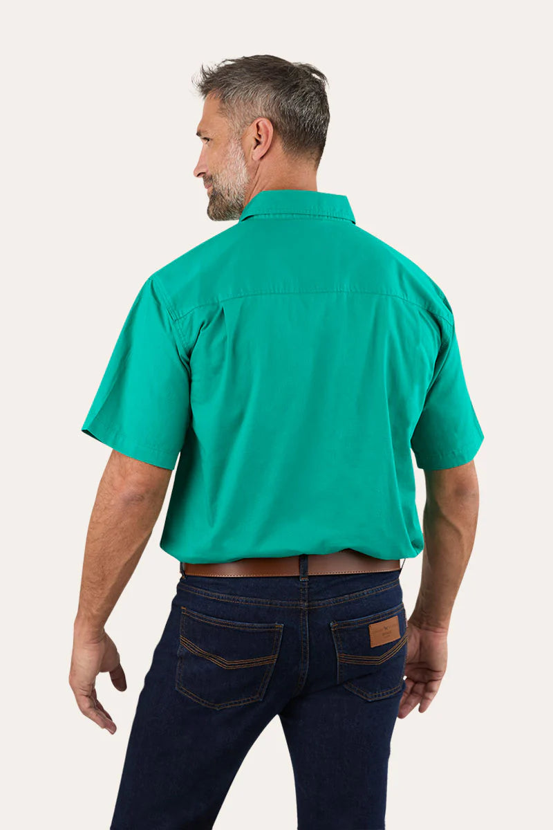 Lake Argyle Mens Short Sleeve Full Button Work Shirt - Green