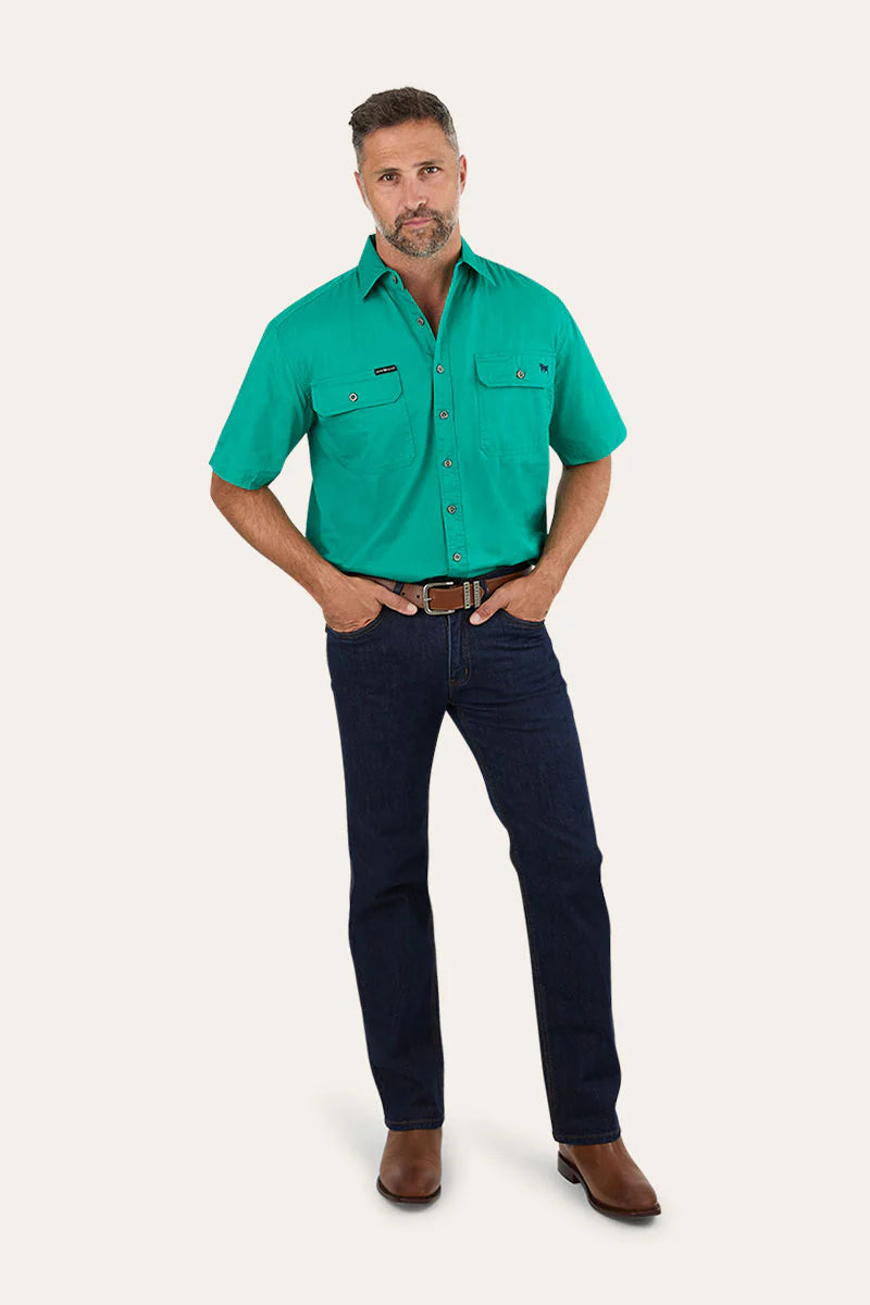 Lake Argyle Mens Short Sleeve Full Button Work Shirt - Green