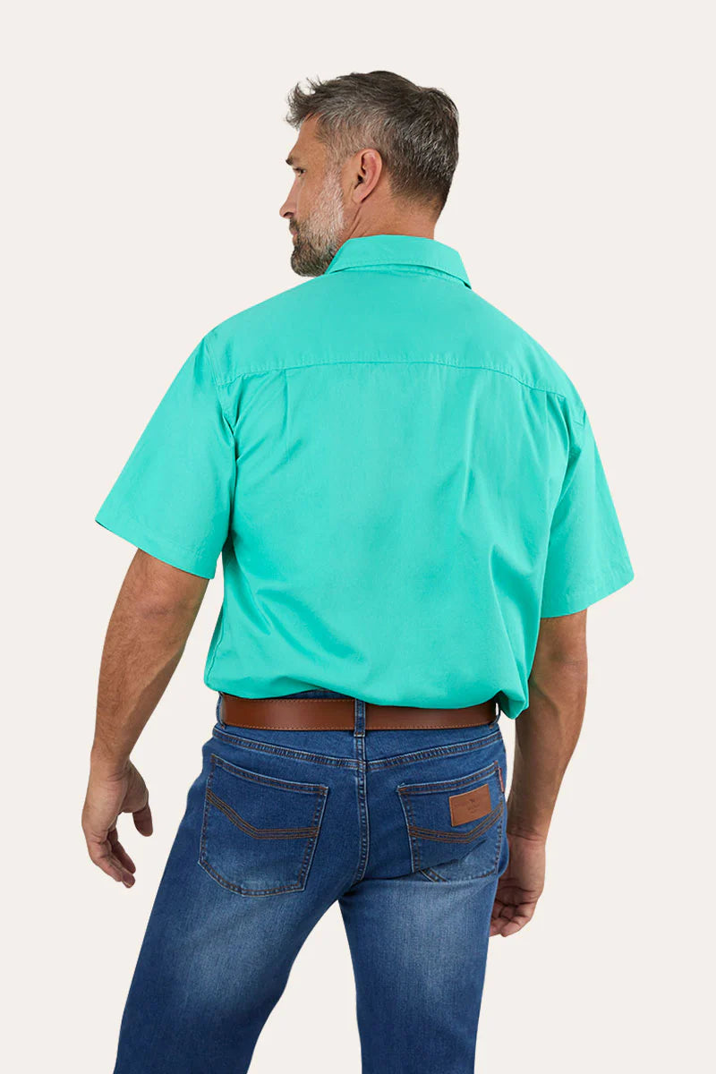 Pack Saddle Mens Short Sleeve Half Button Work Shirt - Mint