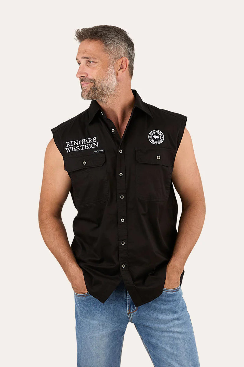 Hawkeye Mens Sleevless Work Shirt - Black
