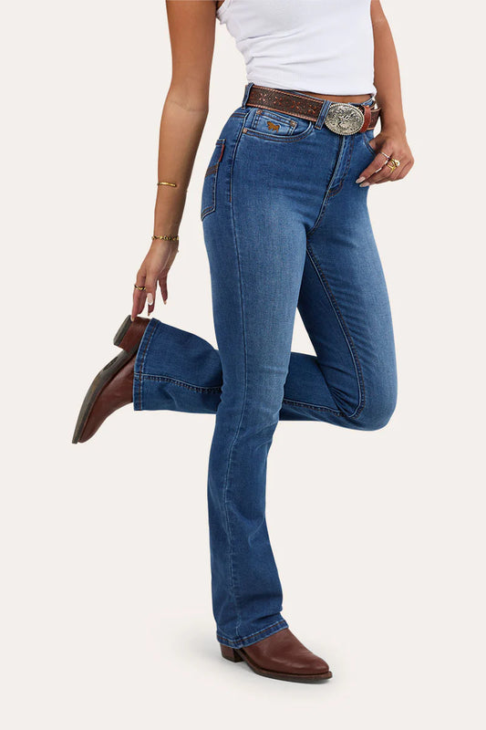 Penny Womens High Rise Bootleg Jean - Vintage Blue Wash