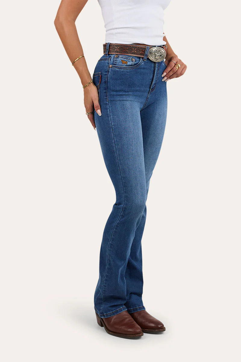 Penny Womens High Rise Bootleg Jean - Vintage Blue Wash