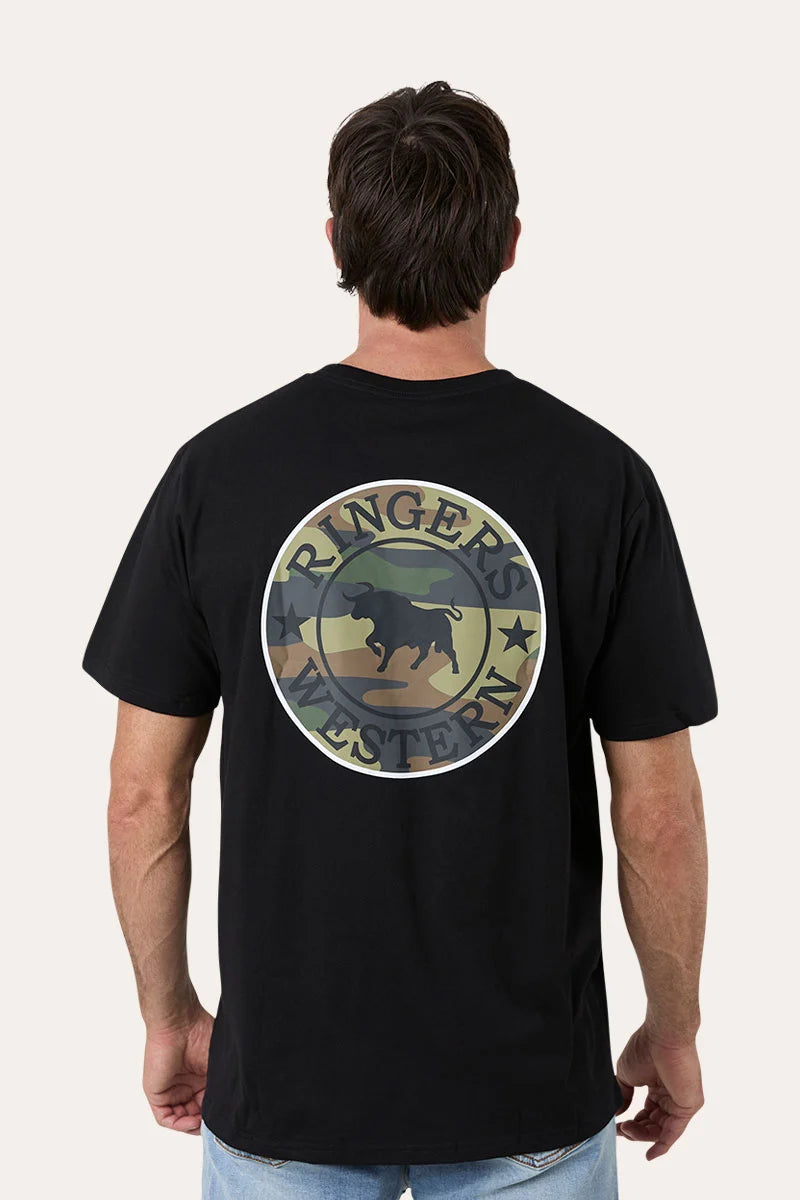 Signature Bull Mens Loose T-Shirt - Black/Camo
