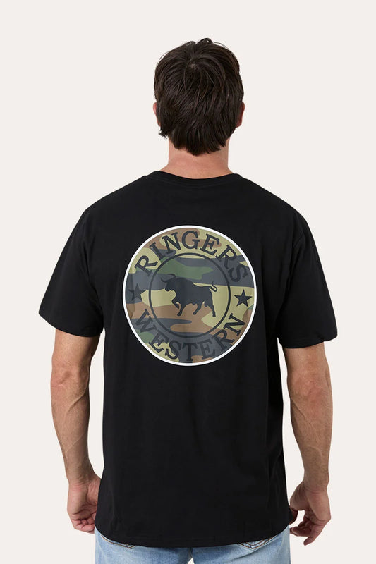 Signature Bull Mens Loose T-Shirt - Black/Camo