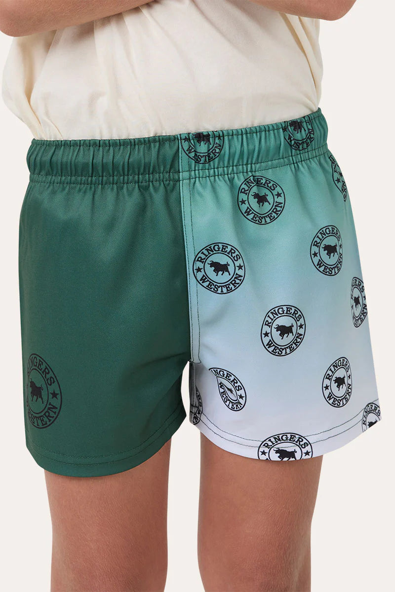 Signature Bull Kids Footy Shorts - Pine