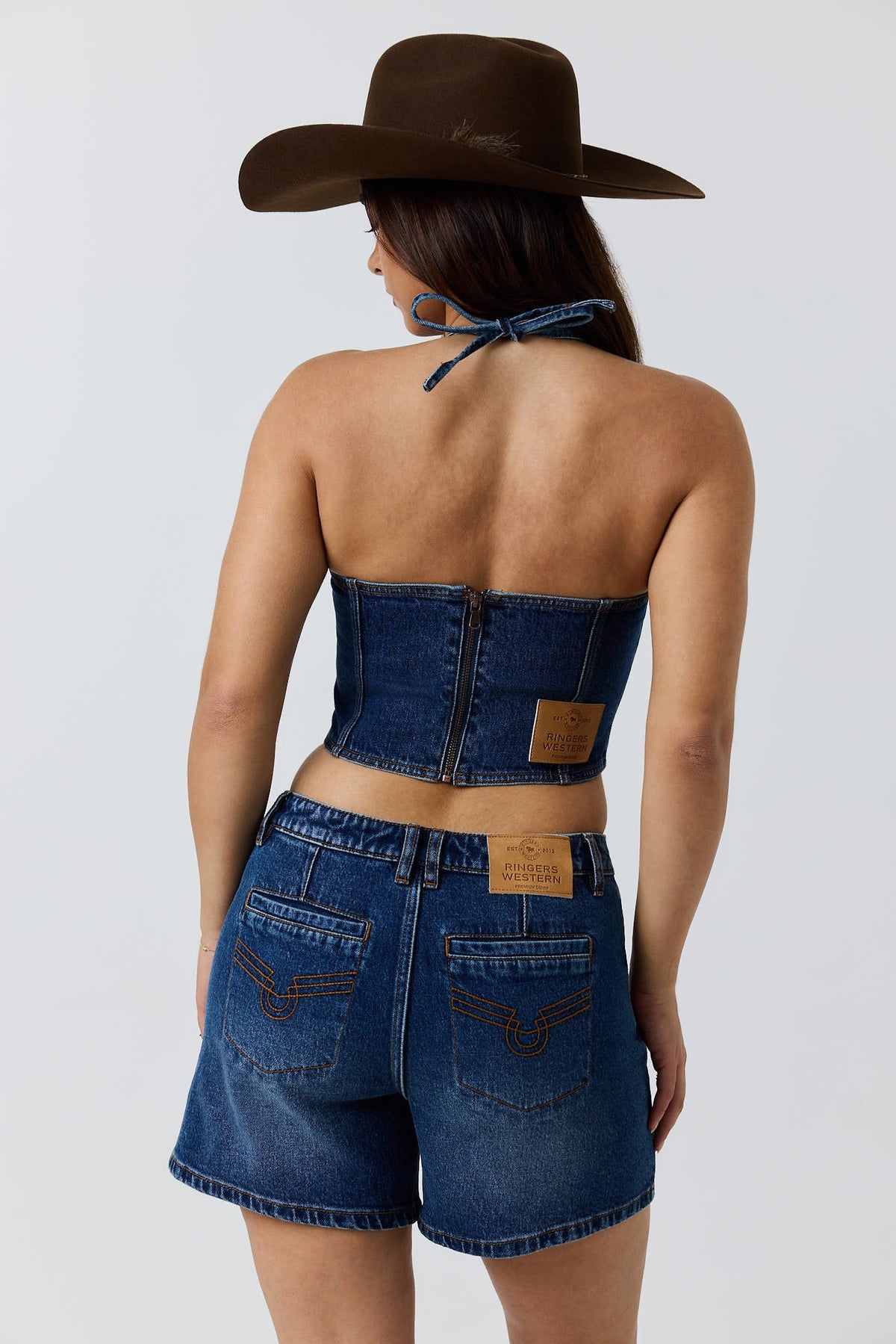 Willow Women’s Denim Halter Top-Classic Blue