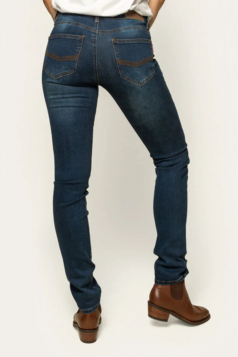 Victoria Womens Mid Rise Straight Leg Jeans - Classic Blue