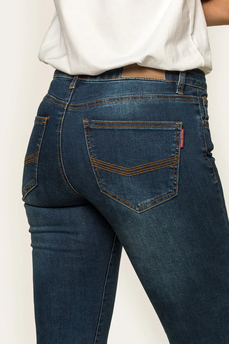 Victoria Womens Mid Rise Straight Leg Jeans - Classic Blue