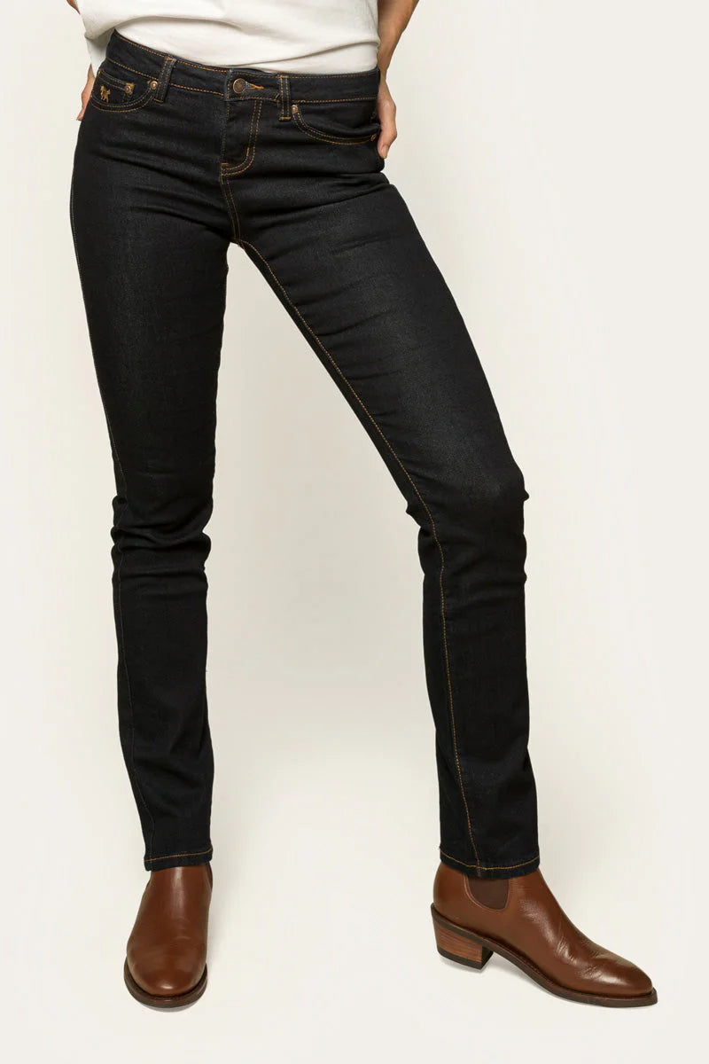 VIctoria Womens Mid Rise Straight Leg Jeans - Dark Blue