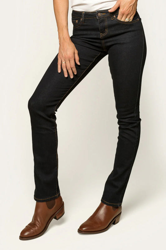 VIctoria Womens Mid Rise Straight Leg Jeans - Dark Blue
