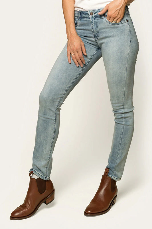 VIctoria Womens Mid Rise Straight Leg Jeans - Light Blue
