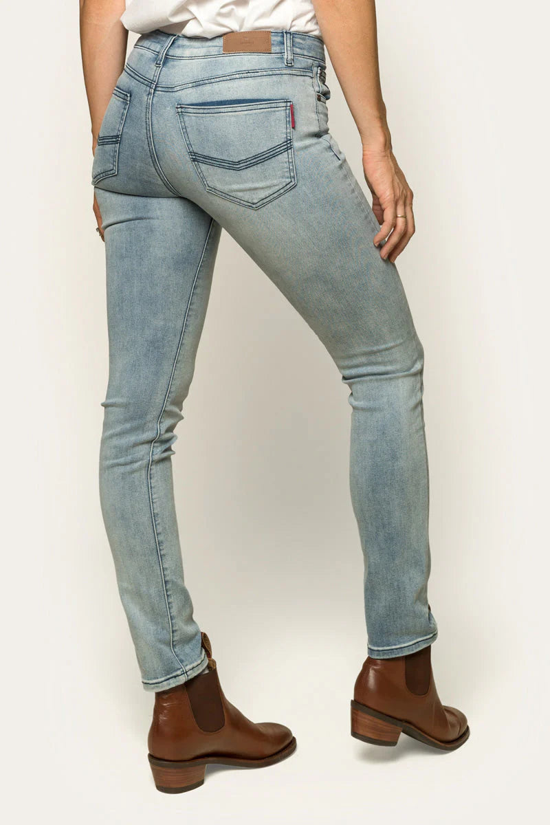 VIctoria Womens Mid Rise Straight Leg Jeans - Light Blue