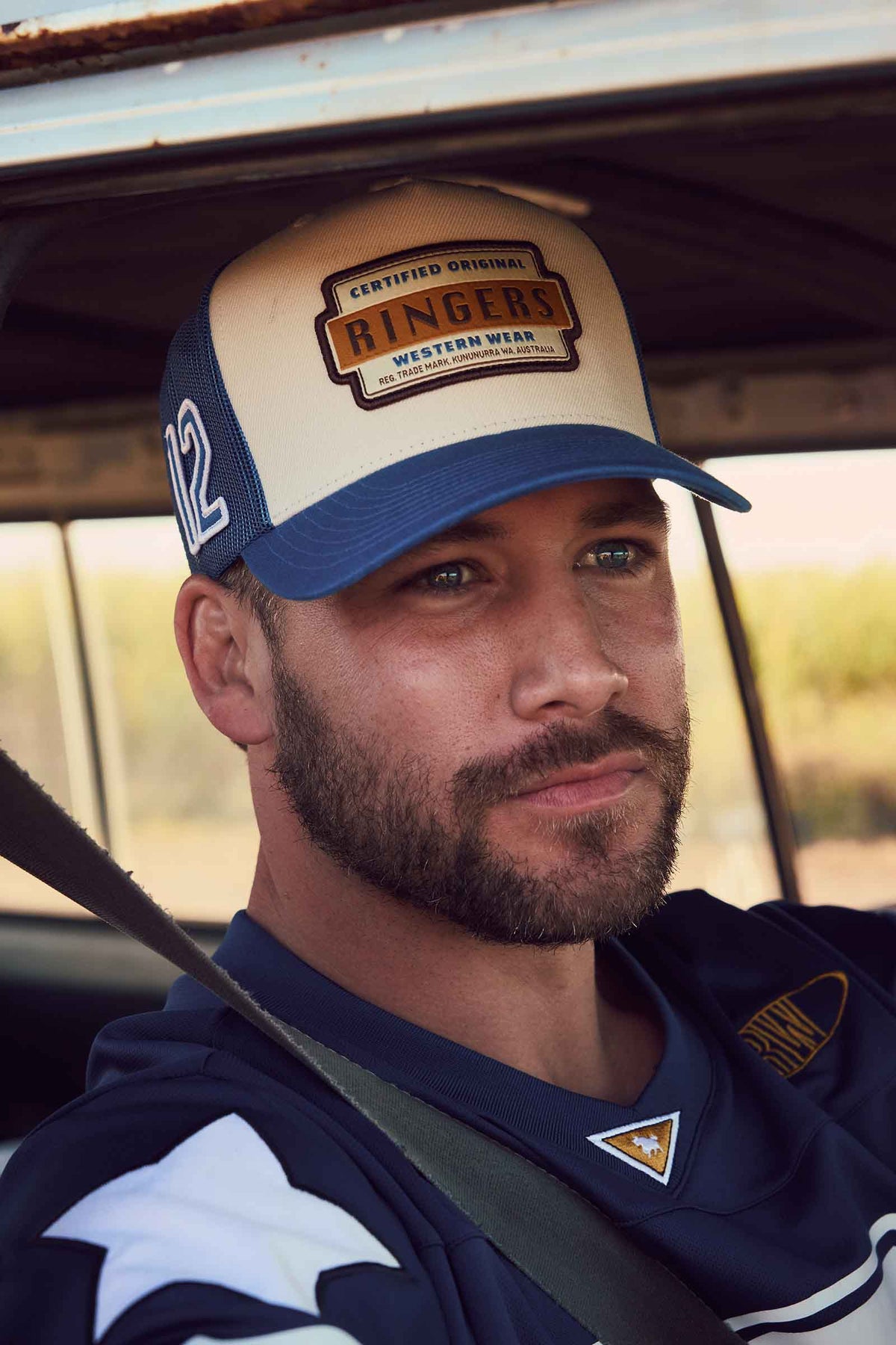 Drive By Deep Fit Trucker Cap - Blue/Cream