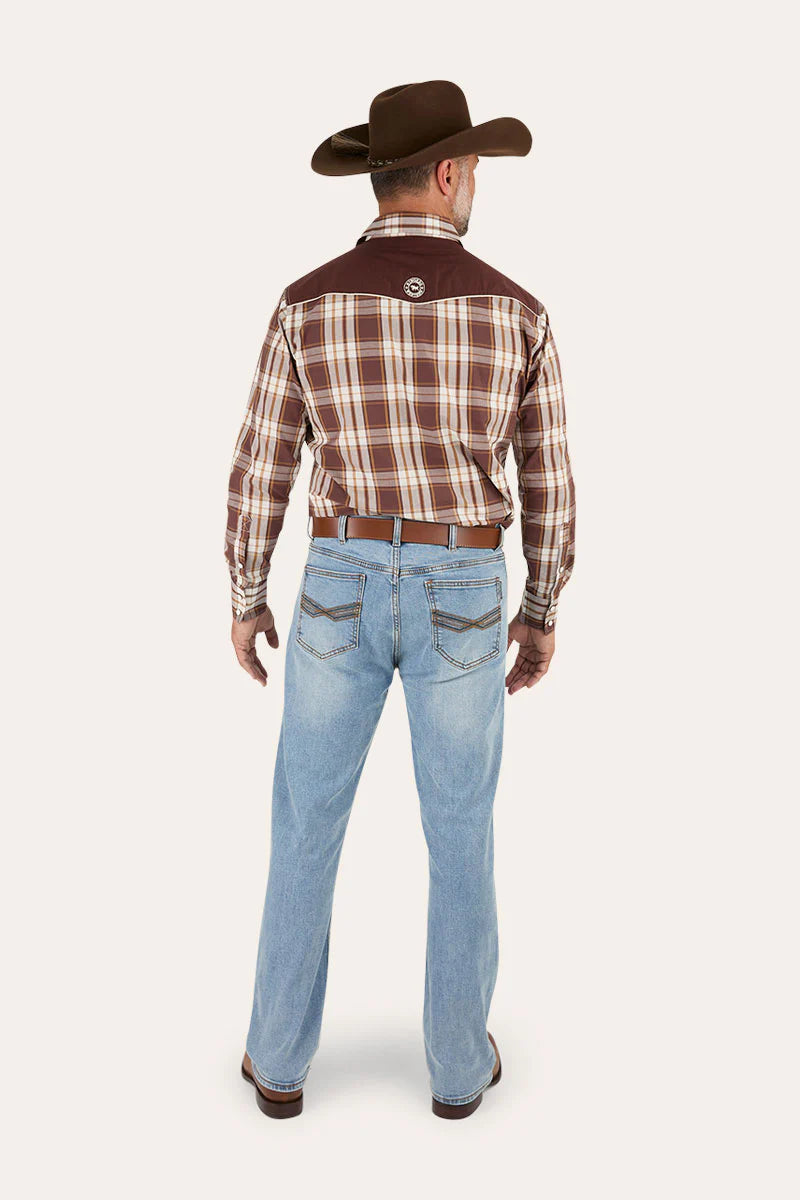 Muster Mens Slim Straight Fit Mid Rise Jeans - Light Blue